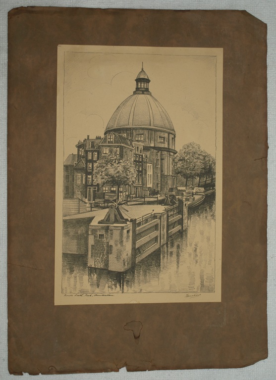 Tekening – Ronde Lutherse Kerk in Amsterdam – Gesigneerd - Oud kopen? Bied vanaf 1!