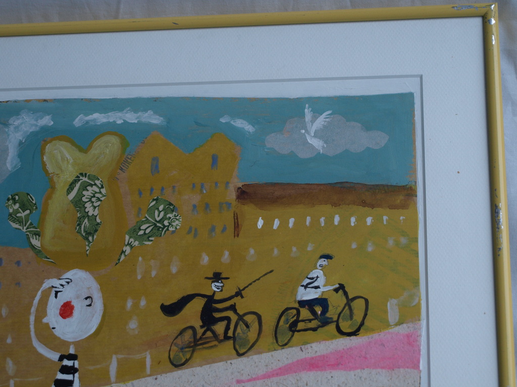 Daan Remmerts de Vries: Acryl en collage , Het leven is raar – Ingelijst -1997 kopen? Bied vanaf 1!