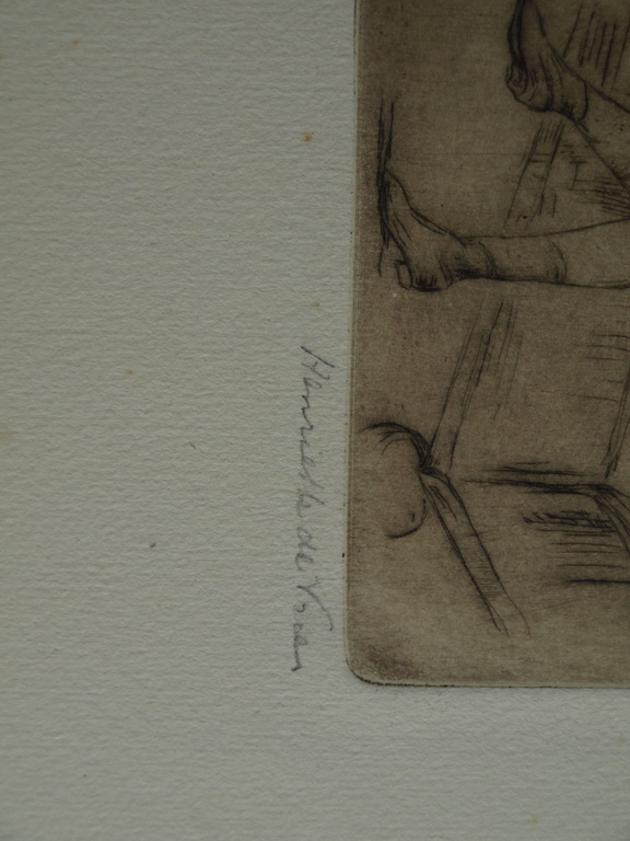 Henriette de Vries (1867-1942) : Ets – Lezend meisje – gesigneerd – ca 1920 kopen? Bied vanaf 1!