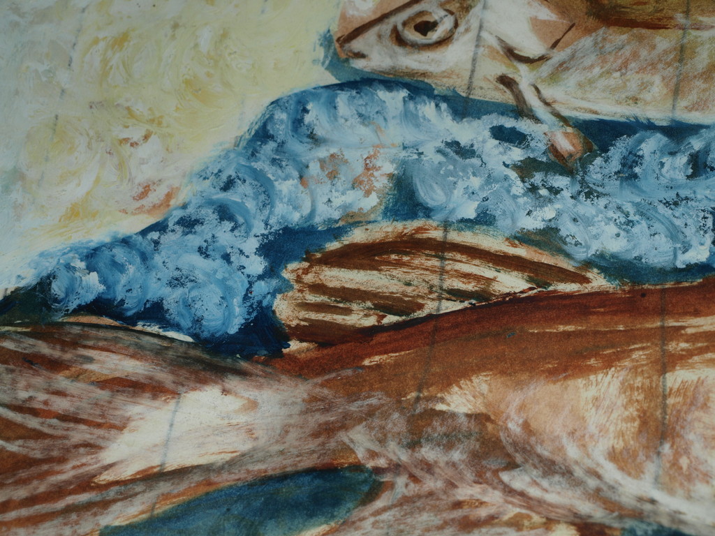 Nicola Rozemeijer : Acrylverf op papier – Vissen – Gesigneerd & ingelijst - 1997 kopen? Bied vanaf 1!