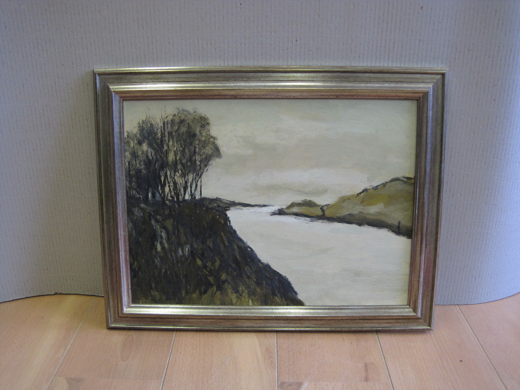Metten Koornstra 1912-1978 olieverf/papier verstild landschap Frankrijk verkocht voor € 200!