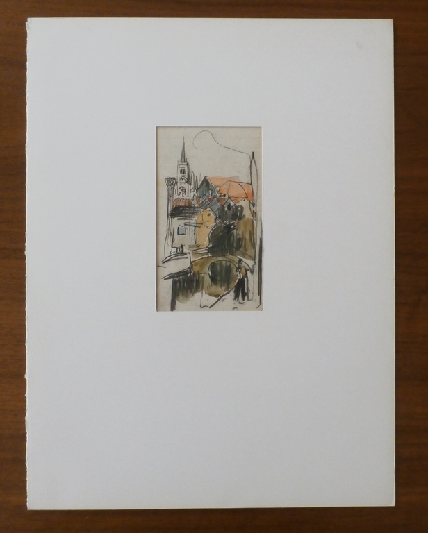 Onbekende kunstenaar - aquarel: stadsgezicht kopen? Bied vanaf 1!