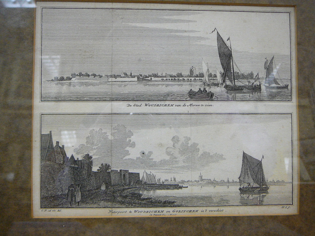 Woudrichem- dubbele gravure  van H Spilman 172-1784   kopen? Bied vanaf 40!