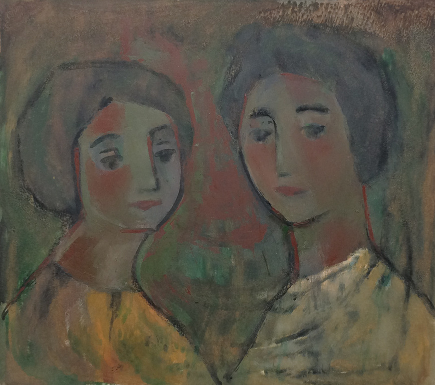 Irene Joffroy - Portret van twee vrouwen - olieverf op stevig papier verkocht voor € 89!