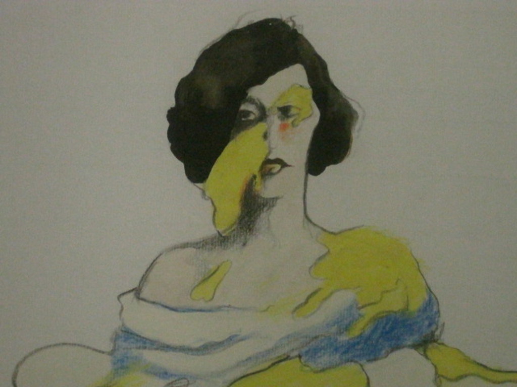 Anton Martineau (1926-) vroege aquarel "vrouw in geel" gesigneerd verkocht voor € 80!