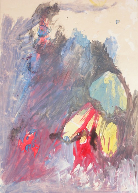 Ans Hey  -  acrylverf op papier  -  Zonder Titel, beide zijden beschilderd! kopen? Bied vanaf 1!