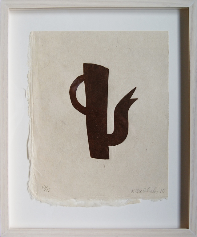 Klaas Gubbels houtdruk 'Bruine Kan' - 2010 - oplage 15 ex. kopen? Bied vanaf 375!