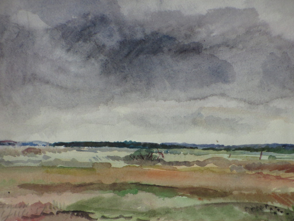 Han Krug, Renesse onder wolkenlucht, Aquarel kopen? Bied vanaf 25!