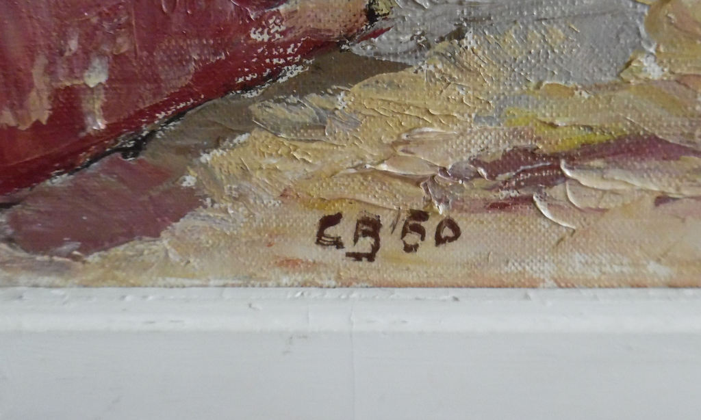 Olie op doek - Zuideuropees straatje - met monogram C.B. kopen? Bied vanaf 20!