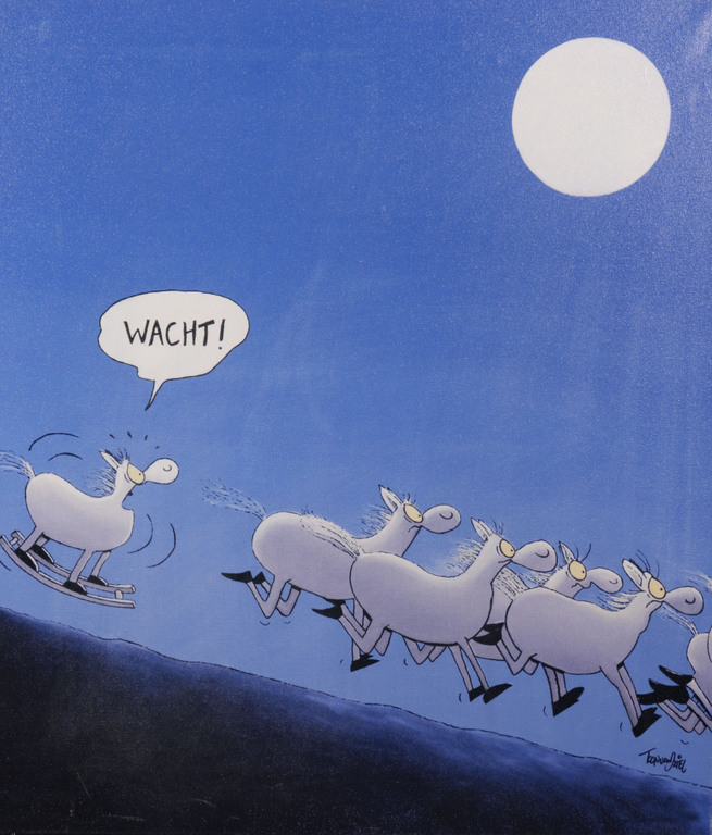 Toon van Driel: Giclee op doek, Wacht verkocht voor € 35!