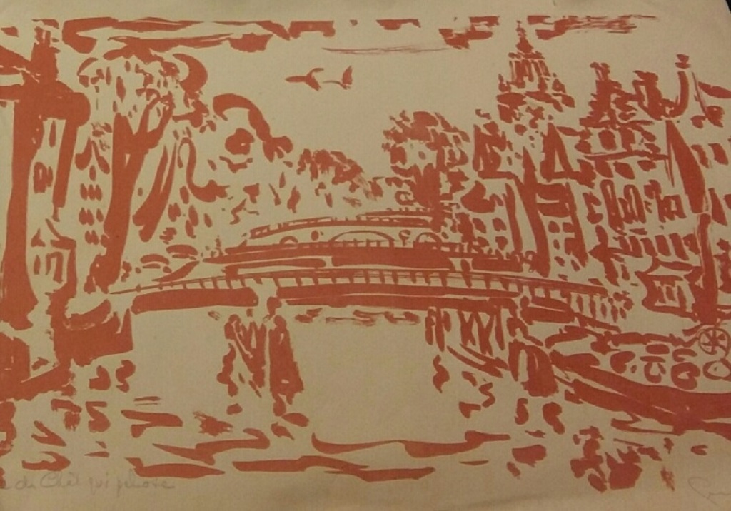 Kleuren litho, Gerard Hordijk 'Amsterdamse gracht' verkocht voor € 50!