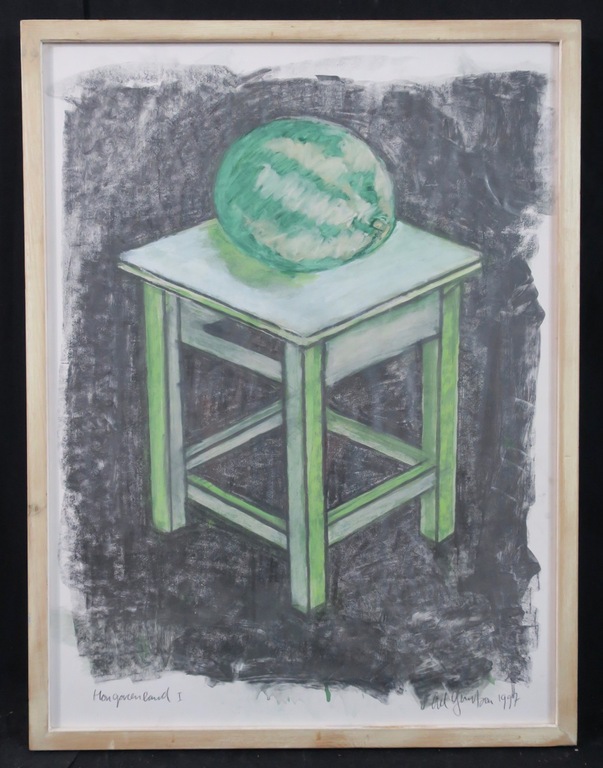 Ad Gerritsen: Potlood- en krijttekening, Hongarenland I - Ingelijst verkocht voor € 50!