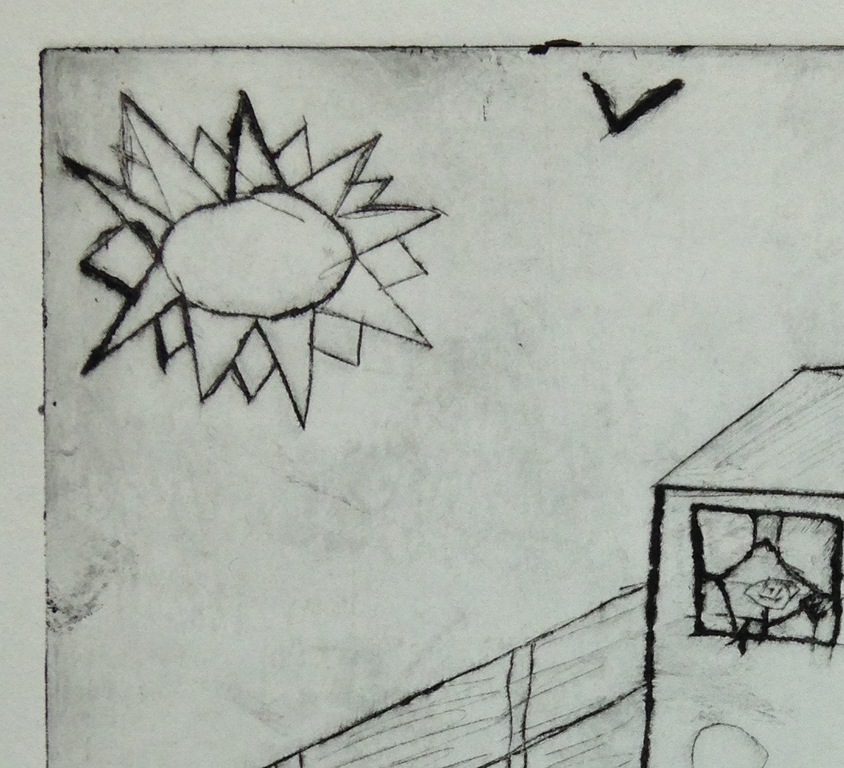 Naïef landschap - Originele ets uit de vorige eeuw kopen? Bied vanaf 1!