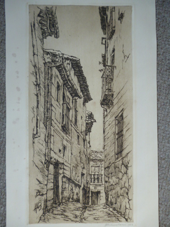 Hendrikus IJkelenstam - ets - Zuid-Europees steegje kopen? Bied vanaf 20!