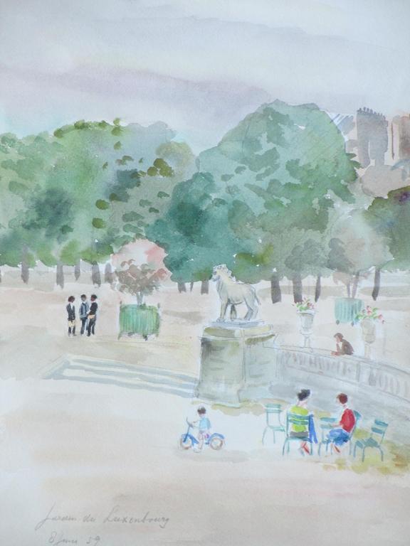 Han Krug, Jardin de Luxembourg Parijs, Aquarel 1959 verkocht voor € 35!