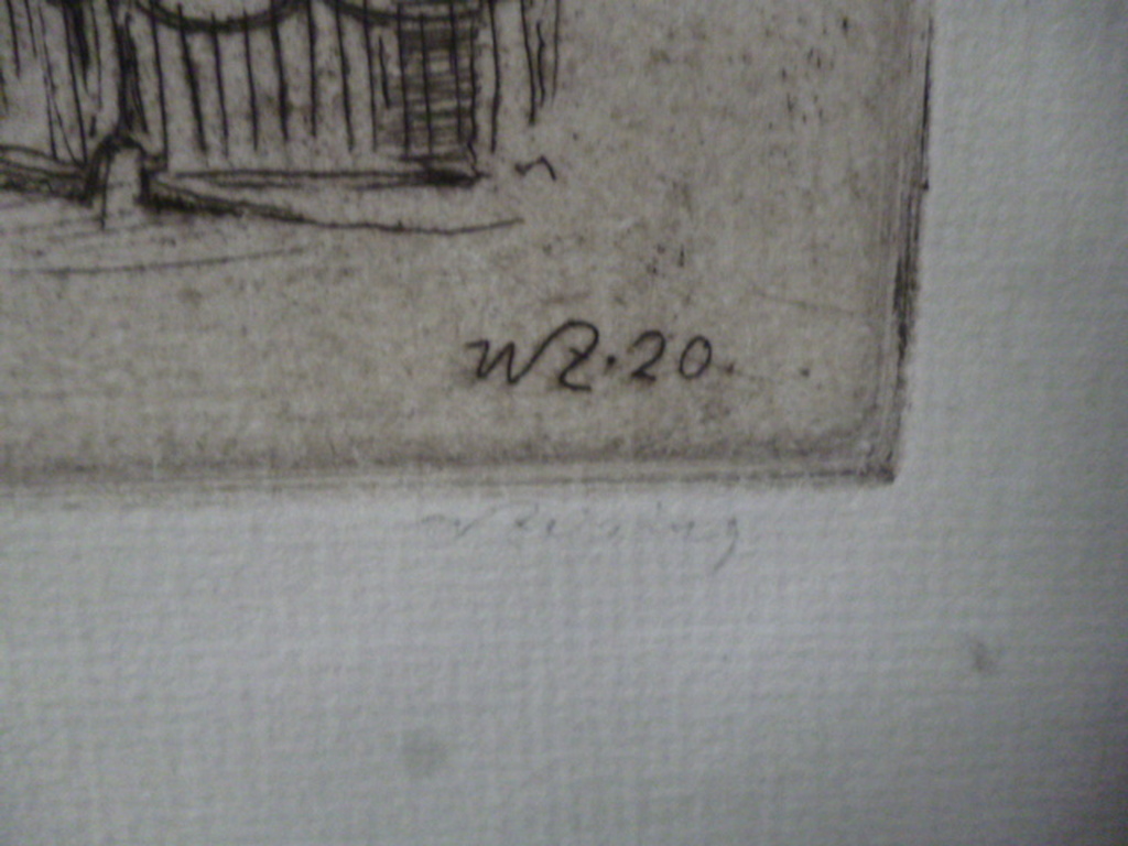 Walter Zeising - ets - Groote Kerk met Oude Groenmarkt, Haarlem kopen? Bied vanaf 45!