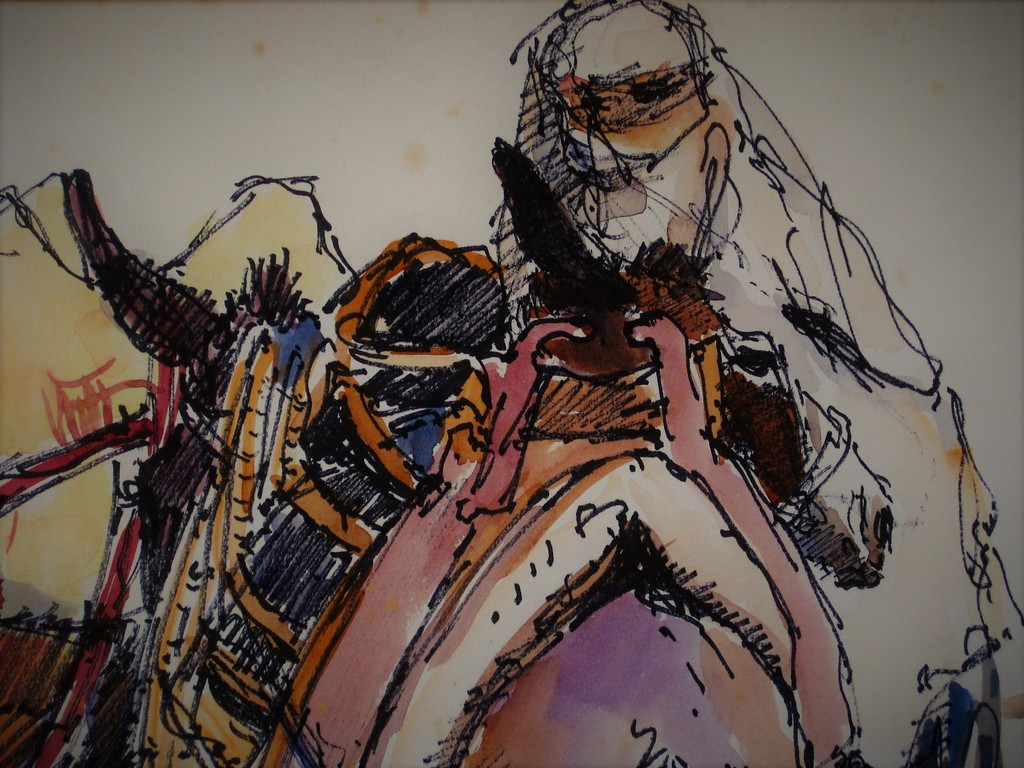 Zeldzaam mooi aquarel "Touareg met lastdieren in Sahara" Frans Boers 1912-1987  kopen? Bied vanaf 1!