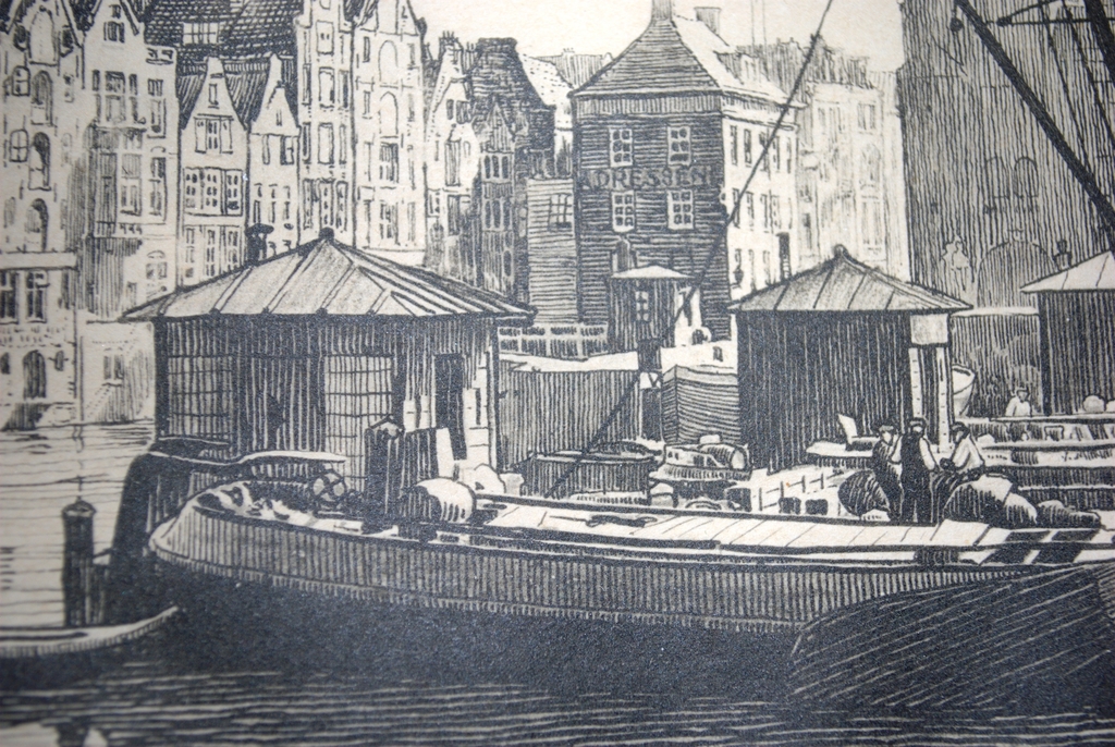 Amsterdam Damrak Beursgebouw -inkttekening -gesigneerd -ingelijst -ca.jaren20 kopen? Bied vanaf 40!