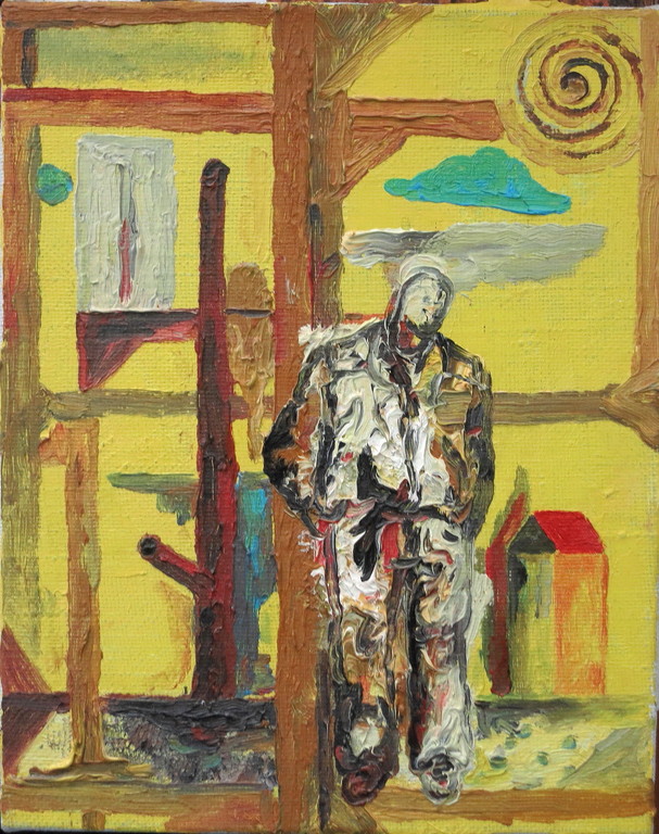 Vittorio Roerade, schilderij, mens in landschap verkocht voor € 250!