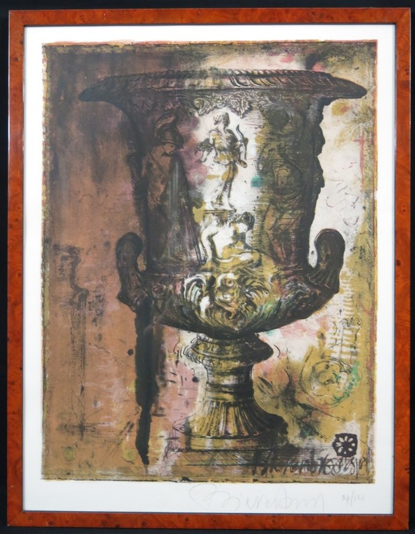 Gerti Bierenbroodspot: Litho, Klassieke vaas - Ingelijst verkocht voor € 100!