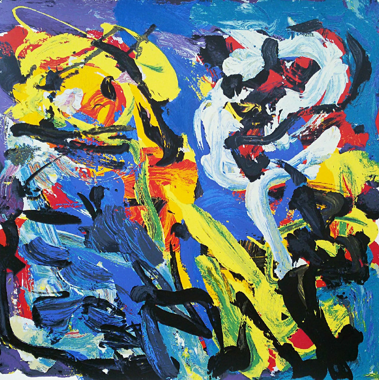 Karel Appel - Spelend in het blauw, ongesigneerde zeefdruk kopen? Bied vanaf 195!