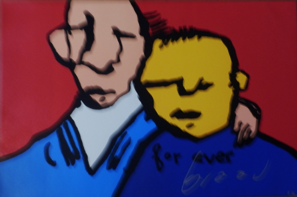 HERMAN BROOD Gr Zeefdruk op LINNEN en houten frame FOR EVER Handgesigneerd verkocht voor € 525!