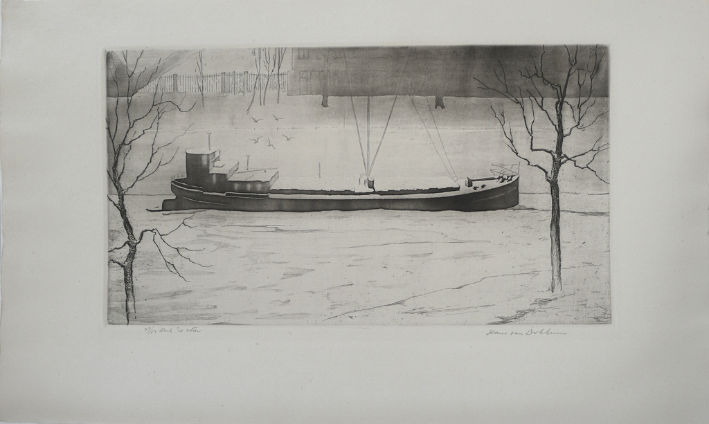 Hans van Dokkum, 2 stuks etsen, Wintertafereel verkocht voor € 50!