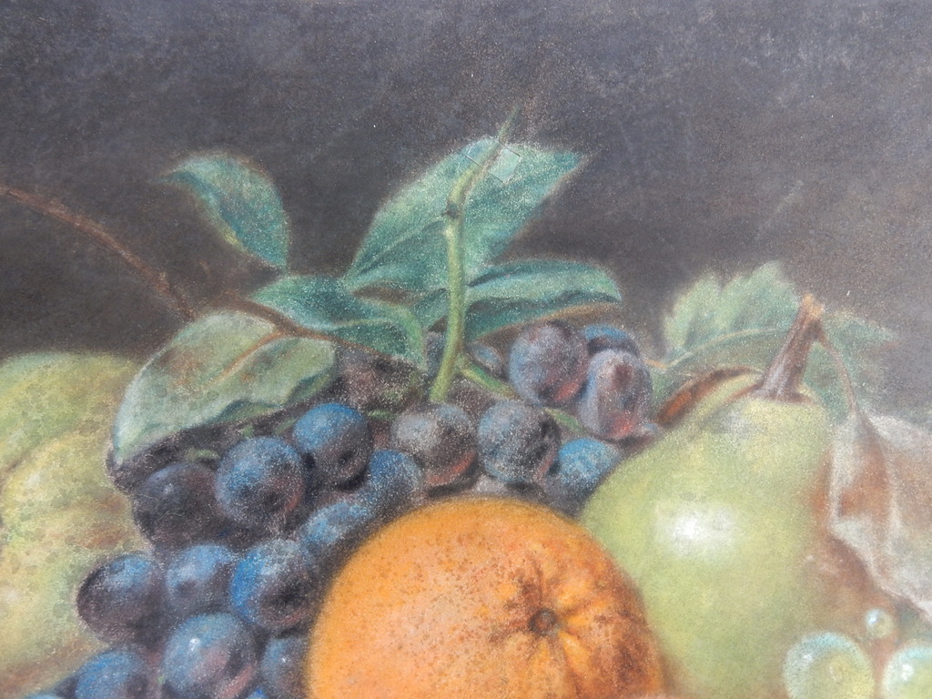 toegeschreven aan:Anthony Oberman, stilleven / fruit op dik briefpapier. pastel. kopen? Bied vanaf 200!