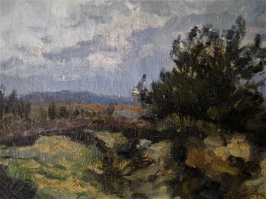 Omstr 1930 geschilderd olieverf "Wolken boven Schiermonnikoog" M.van Waning      kopen? Bied vanaf 1!