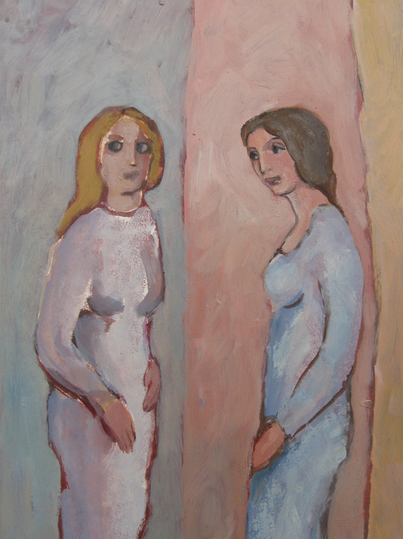 Twee vrouwen - olieverf op papier - Irene Joffroy kopen? Bied vanaf 89!