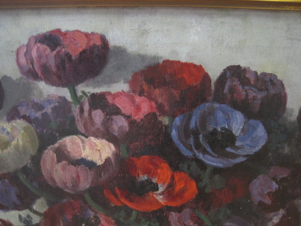 Oud klassiek olieverf stilleven "Anemonen" gesigneerd Jan van den Brink  kopen? Bied vanaf 1!