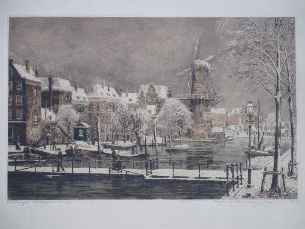 Eugene Rensburg, Coolsingel Rotterdam 1912, Handgekleurde ets  verkocht voor € 70!