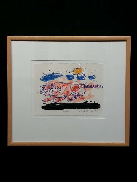 Kees Salentijn, origineel op papier in houten lijst, titel: "Cato" verkocht voor € 100!