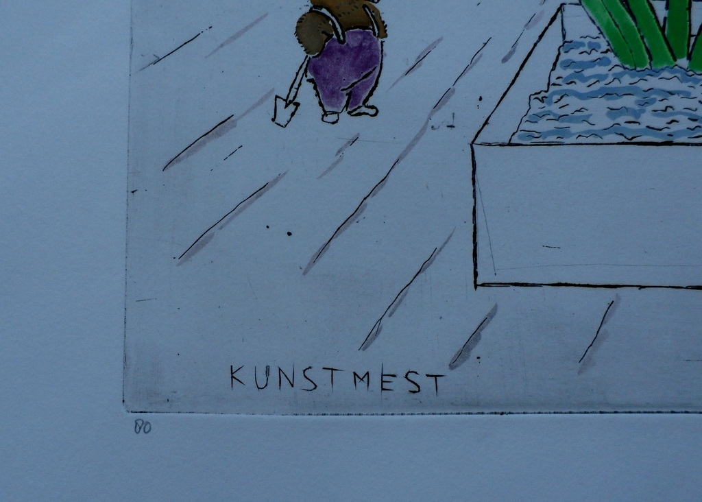 Pieter Holstein -  kleurenets: Kunstmest - gesigneerd -1980 kopen? Bied vanaf 75!