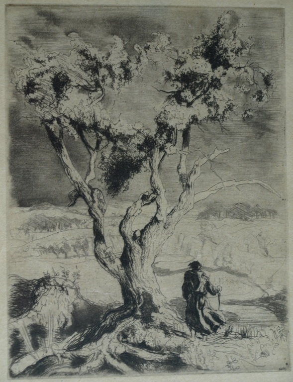 Adolf Jelinek Alex : Ets – De reiziger – gesigneerd & ingelijst – ca 1930 kopen? Bied vanaf 1!