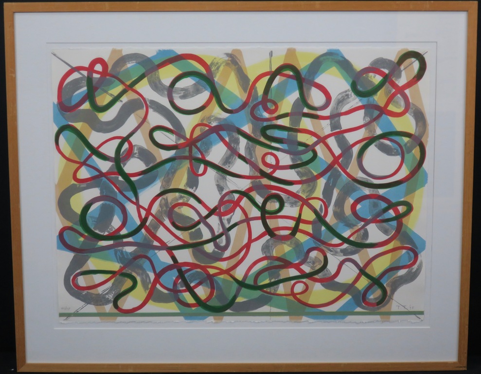 Toon Teeken: Litho, Zonder titel (groen) -Ingelijst kopen? Bied vanaf 35!