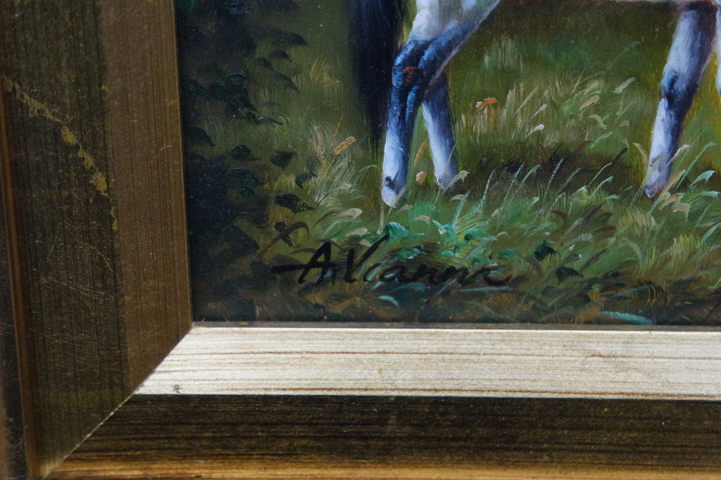 Landschap met paarden - olieverf op paneel - gesigneerd l.o. kopen? Bied vanaf 42!