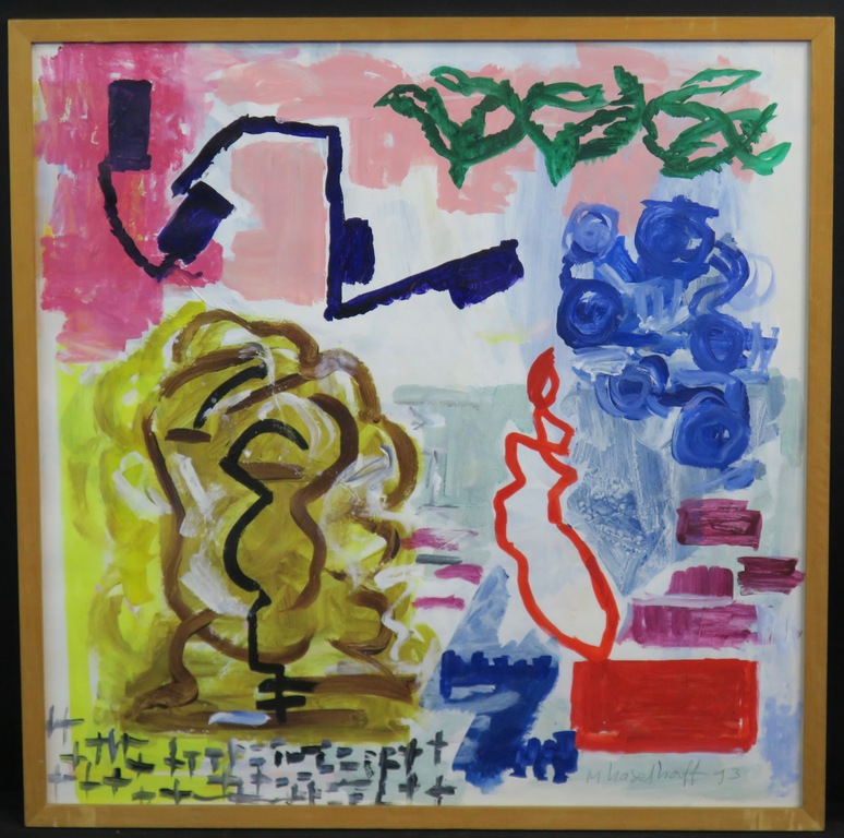 Marianne Haselhoff: Acryl, Zonder titel -Ingelijst verkocht voor € 40!