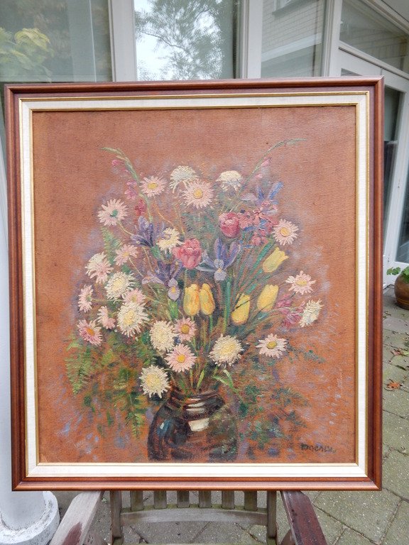 Jacob Johannes Doeser,stilleven, bloemboeket in vaas, oileverf op doek( 105x115) kopen? Bied vanaf 100!