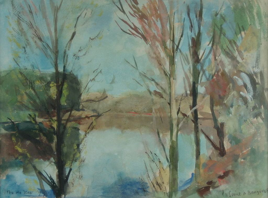 Otto B. de Kat aquarel "De Seine Bij Bougival" 1947 verkocht voor € 1100!