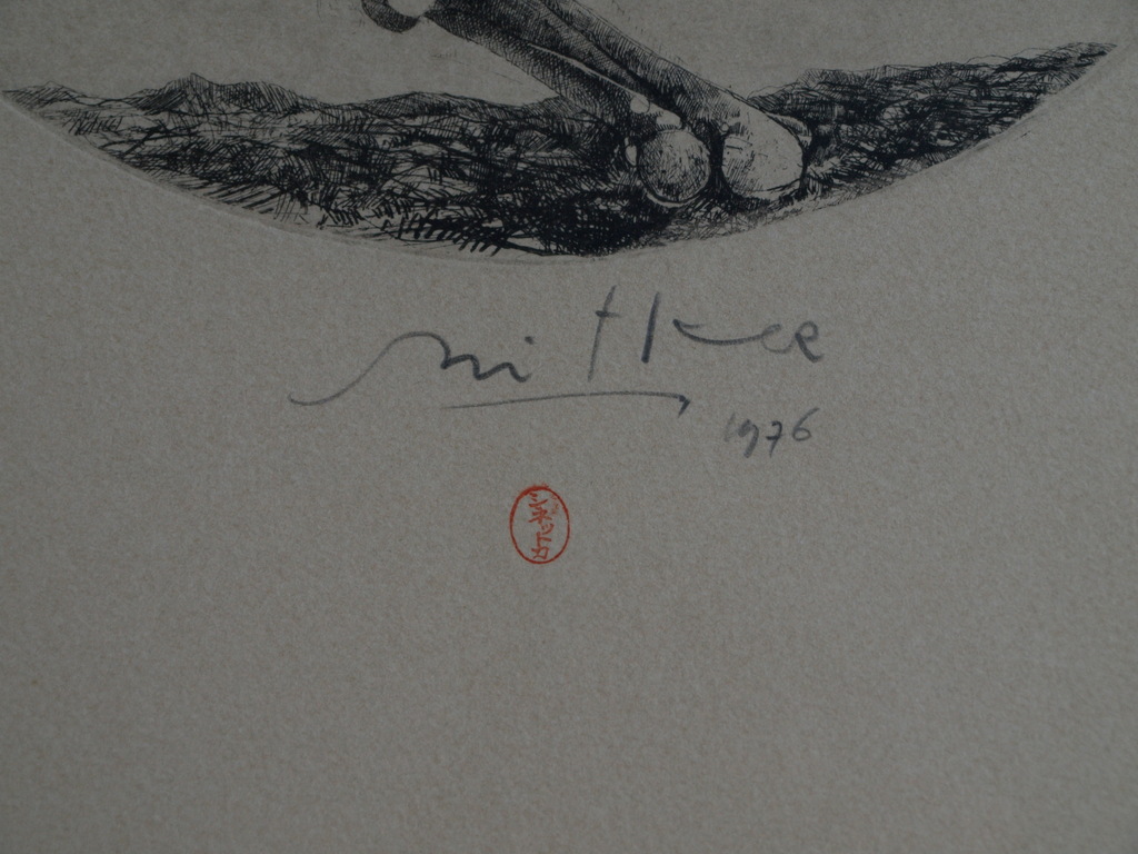 Onbekend : Ronde ets , Paard – gesigneerd & ingelijst – 1976 kopen? Bied vanaf 75!