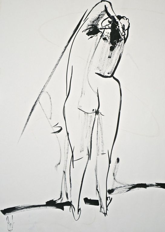 Henk Piek: Penseeltekening. Vrouwelijk naakt kopen? Bied vanaf 1!