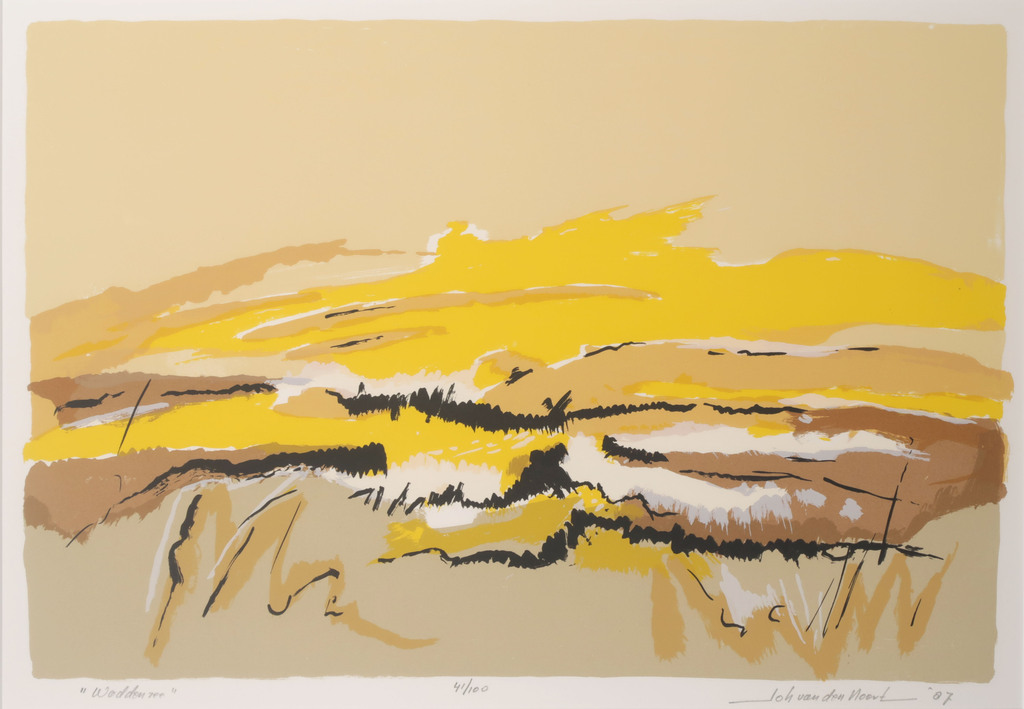 Johan van den Noort: Zeefdruk, Waddenzee - Ingelijst kopen? Bied vanaf 1!