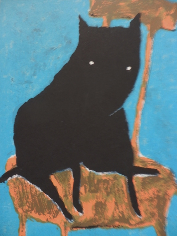 PETER BASTIAANSSEN  Zeefdruk   BLUE CAT  Handgesigneerd kopen? Bied vanaf 49!