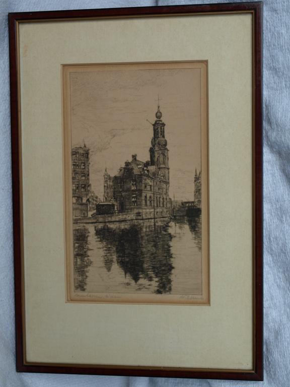 W. OTTEMA – Ets – Munttoren Amsterdam – Gesigneerd en ingelijst  kopen? Bied vanaf 1!