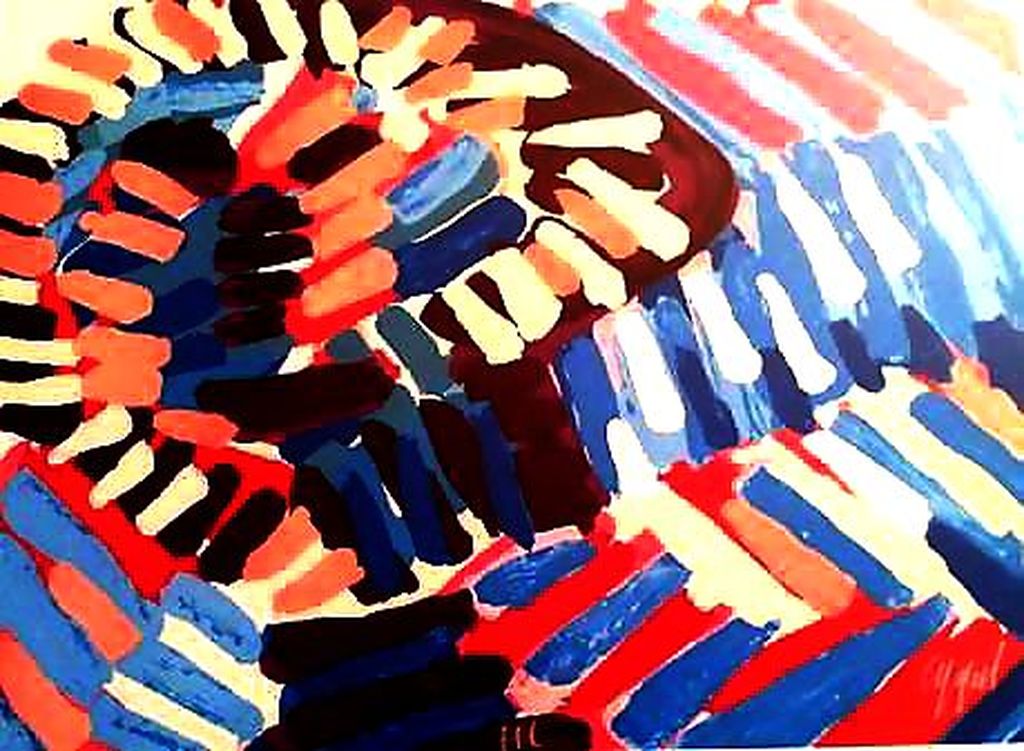 Karel Appel zeefdruk Face in Colourful Rain, Zeldzaam, uit de streepjesserie. kopen? Bied vanaf 250!