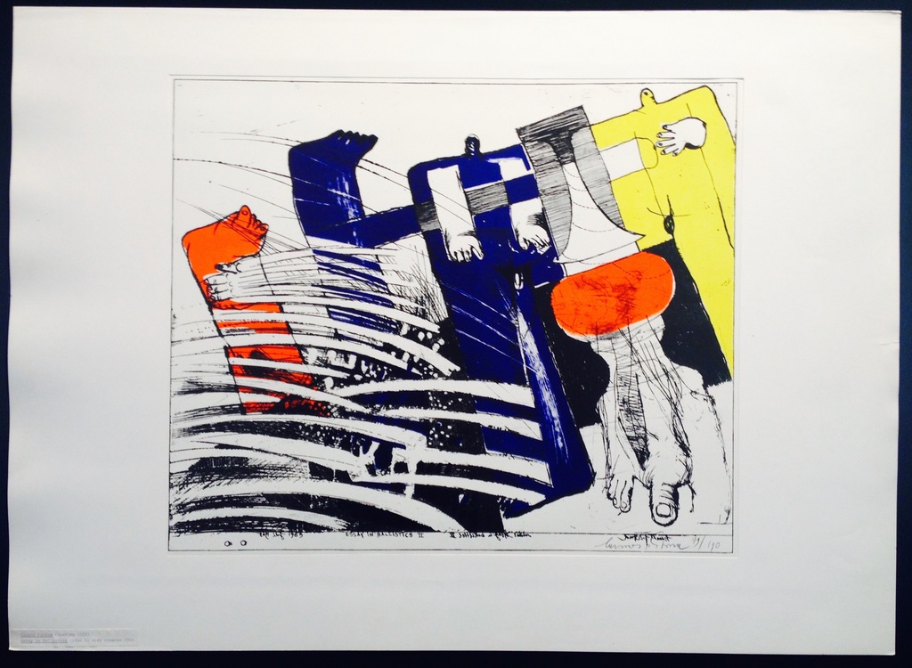Hannes Postma, "Essay in Ballistics II", litho in vier kleuren, 1965, Prent 190 kopen? Bied vanaf 45!