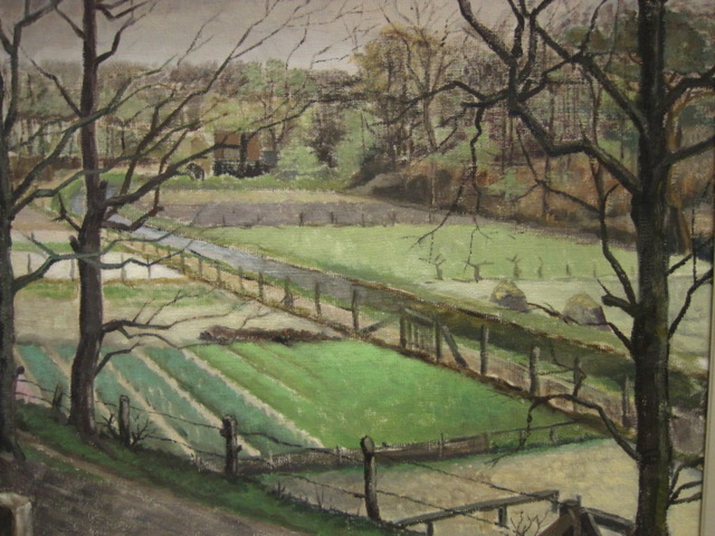 Theo Groeneveld 1897-1969 GROOT olieverf "tuinderijen bij Den Haag" 1931 verkocht voor € 72!