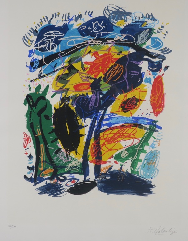 Kees Salentijn: Zeefdruk, Hommage aan Van Gogh I - Ingelijst verkocht voor € 35!