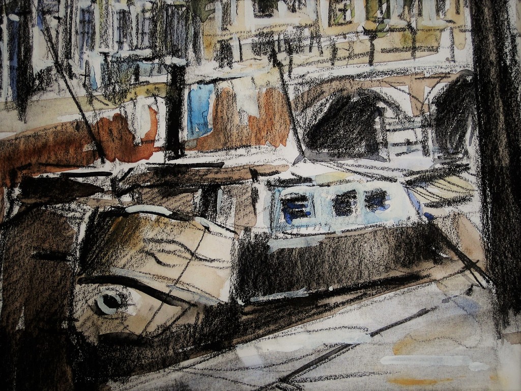 Louis v/d Pol impression. Aquarel "Amsterdam de Prinsengracht" ca. 1950 kopen? Bied vanaf 1!
